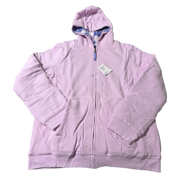 NWT Lands’ End Girl Kids High Pile Lined Zip Hoodie Reversible Galaxy Husky - Picture 2 of 6